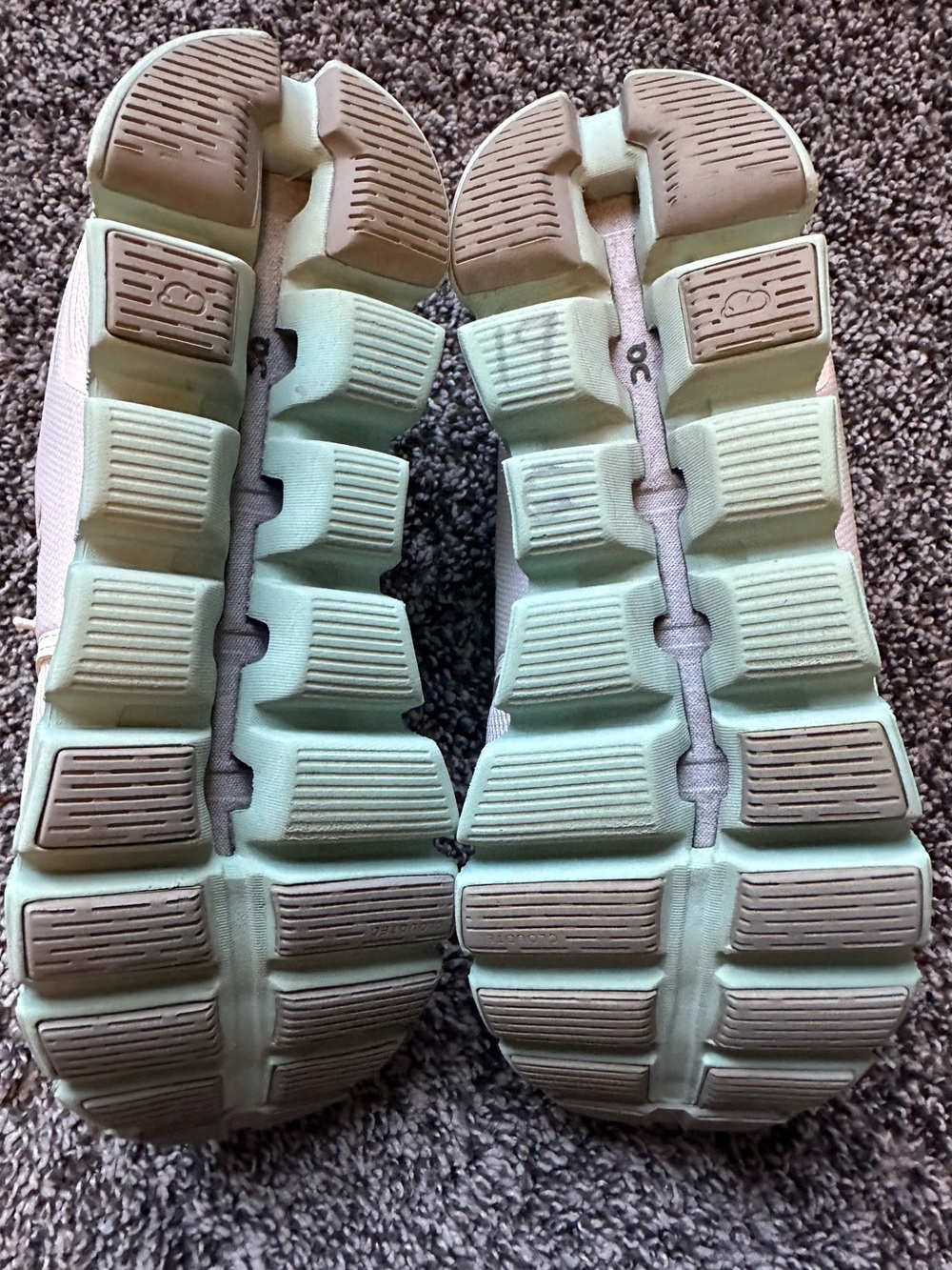 On Running Cloud 5 White Sneakers with Mint Soles Undyed White Creek Size 9 - Picture 10 of 11